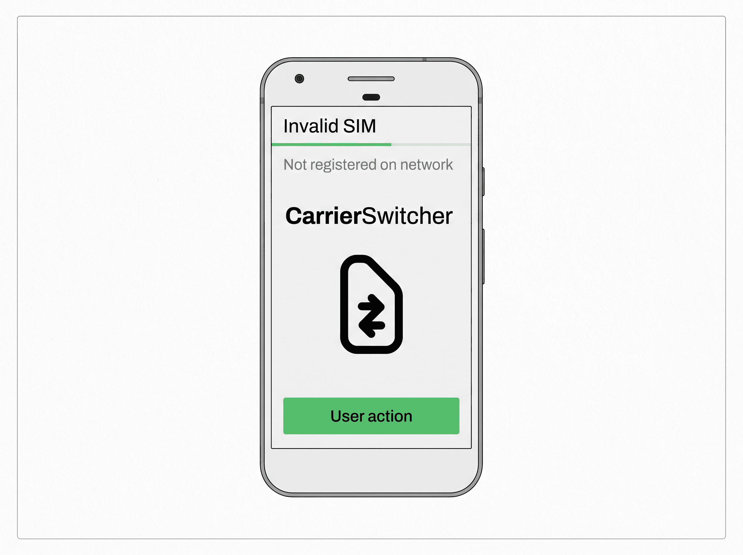Generic Android phone showing Invalid SIM and not registered on network